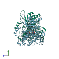 PDB entry 5cnn coloured by chain, side view.