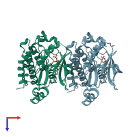 PDB entry 5cnn coloured by chain, top view.