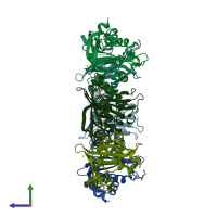 PDB entry 5cnp coloured by chain, side view.