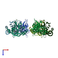 PDB entry 5cnp coloured by chain, top view.