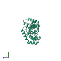 PDB entry 5cnw coloured by chain, side view.