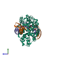 PDB entry 5co0 coloured by chain, side view.