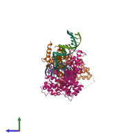 PDB entry 5co8 coloured by chain, side view.