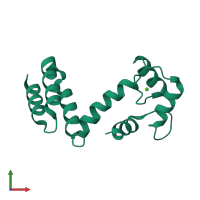 PDB entry 5coc coloured by chain, front view.