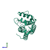Conjugative transposon protein Tn1549-like, CTn5-Orf2 in PDB entry 5com, assembly 1, side view.