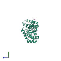 PDB entry 5cp1 coloured by chain, side view.