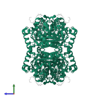 Enoyl-[acyl-carrier-protein] reductase [NADH] in PDB entry 5cp8, assembly 1, side view.