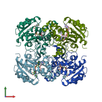 PDB entry 5cpf coloured by chain, front view.