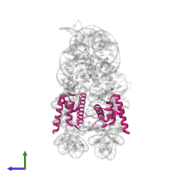 Histone H2B type 1-J in PDB entry 5cpi, assembly 1, side view.
