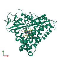 PDB entry 5cpp coloured by chain, front view.