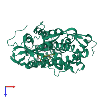 PDB entry 5cpp coloured by chain, top view.