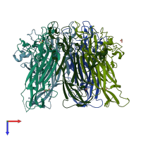 PDB entry 5cpu coloured by chain, top view.