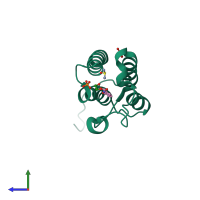 PDB entry 5cq3 coloured by chain, side view.