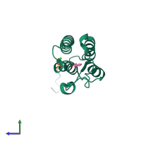 PDB entry 5cq4 coloured by chain, side view.