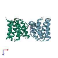 PDB entry 5cqe coloured by chain, top view.