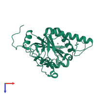 PDB entry 5cql coloured by chain, top view.