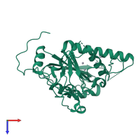 PDB entry 5cqm coloured by chain, top view.