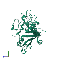 PDB entry 5cqp coloured by chain, side view.