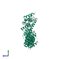 PDB entry 5cqr coloured by chain, side view.