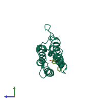 PDB entry 5cqt coloured by chain, side view.