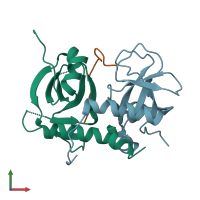 PDB entry 5cqx coloured by chain, front view.