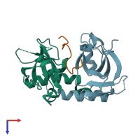 PDB entry 5cqx coloured by chain, top view.