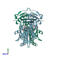 PDB entry 5cr5 coloured by chain, side view.