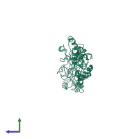 PDB entry 5cr6 coloured by chain, side view.