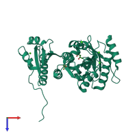 PDB entry 5crd coloured by chain, top view.