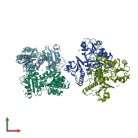 PDB entry 5crg coloured by chain, front view.