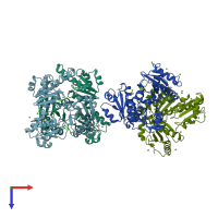 PDB entry 5crg coloured by chain, top view.