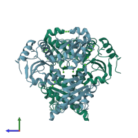 PDB entry 5crh coloured by chain, side view.