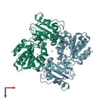 PDB entry 5crh coloured by chain, top view.