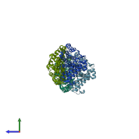 PDB entry 5cru coloured by chain, side view.