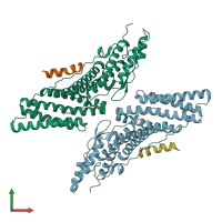 PDB entry 5crv coloured by chain, front view.