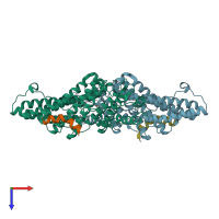 PDB entry 5crv coloured by chain, top view.