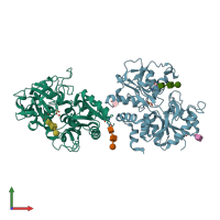 PDB entry 5cry coloured by chain, front view.