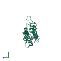 PDB entry 5crz coloured by chain, side view.