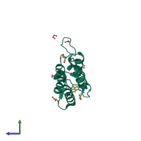 PDB entry 5cs8 coloured by chain, side view.