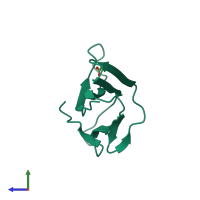 PDB entry 5csg coloured by chain, side view.