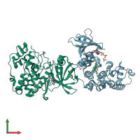 PDB entry 5csh coloured by chain, front view.