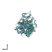 PDB 5csh coloured by chain and viewed from the side.