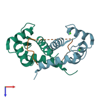 PDB entry 5csi coloured by chain, top view.