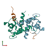 PDB entry 5csj coloured by chain, front view.
