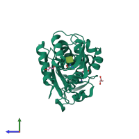 PDB entry 5cso coloured by chain, side view.