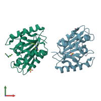 PDB entry 5ct4 coloured by chain, front view.