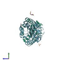 PDB entry 5ct5 coloured by chain, side view.