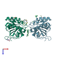 PDB entry 5ct6 coloured by chain, top view.