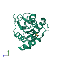 PDB entry 5ct8 coloured by chain, side view.