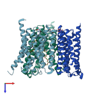 PDB entry 5ctg coloured by chain, top view.